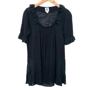 Ivy Jane Black Eyelet Detail Tunic Top Size XS